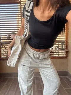 BLack Wide neck short sleeve