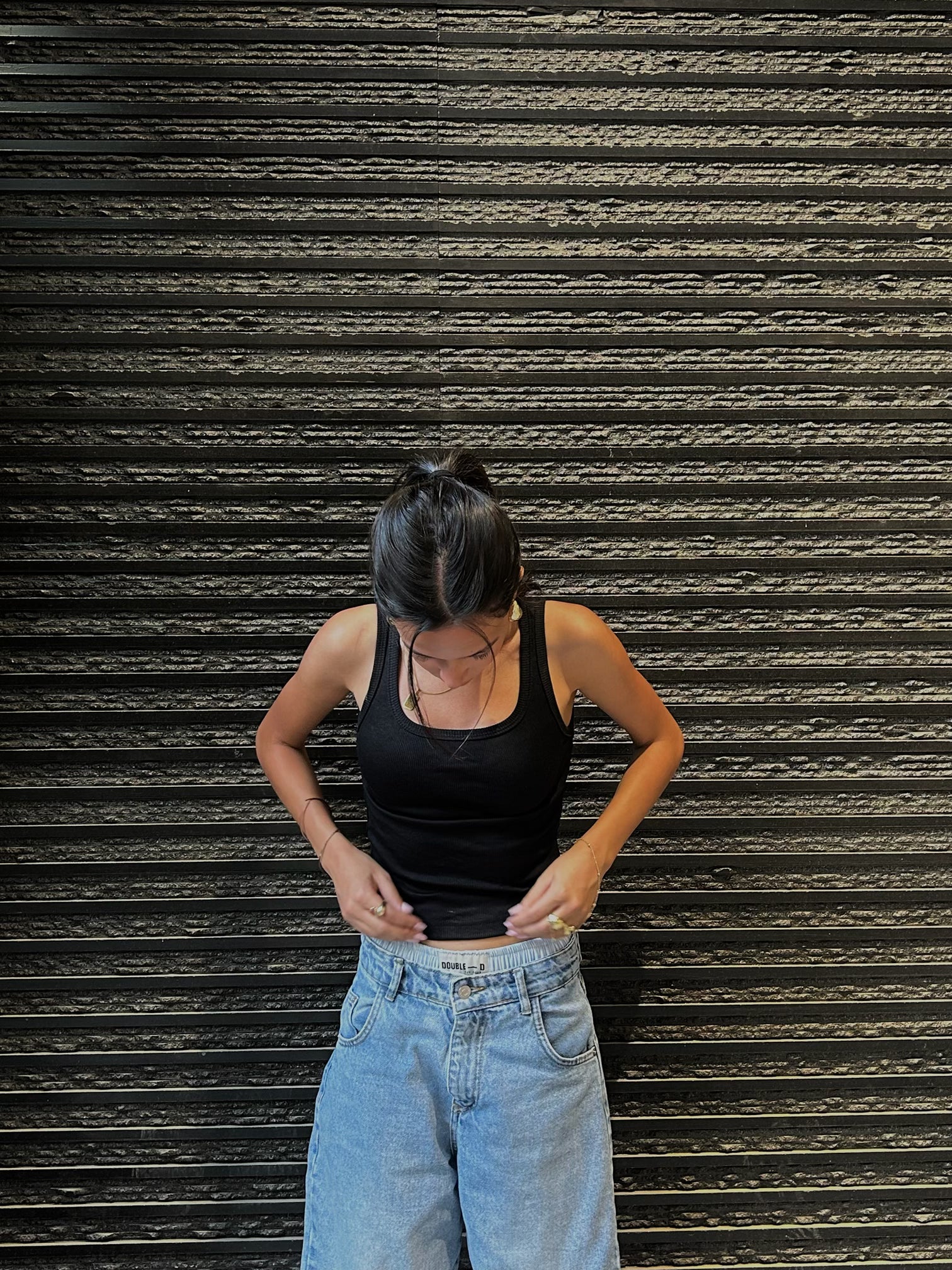 Ribbed Black Tank Top