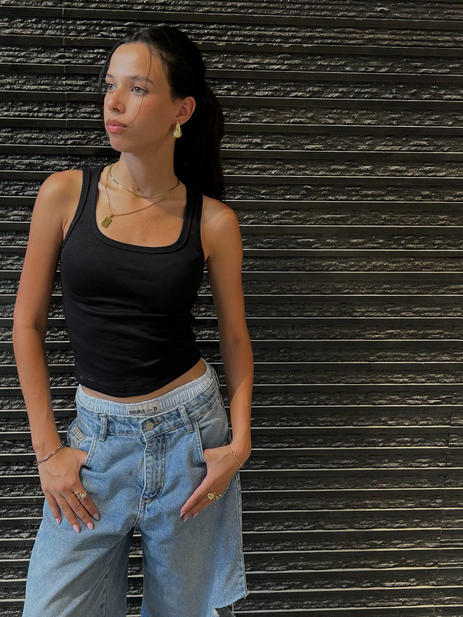 Ribbed Black Tank Top