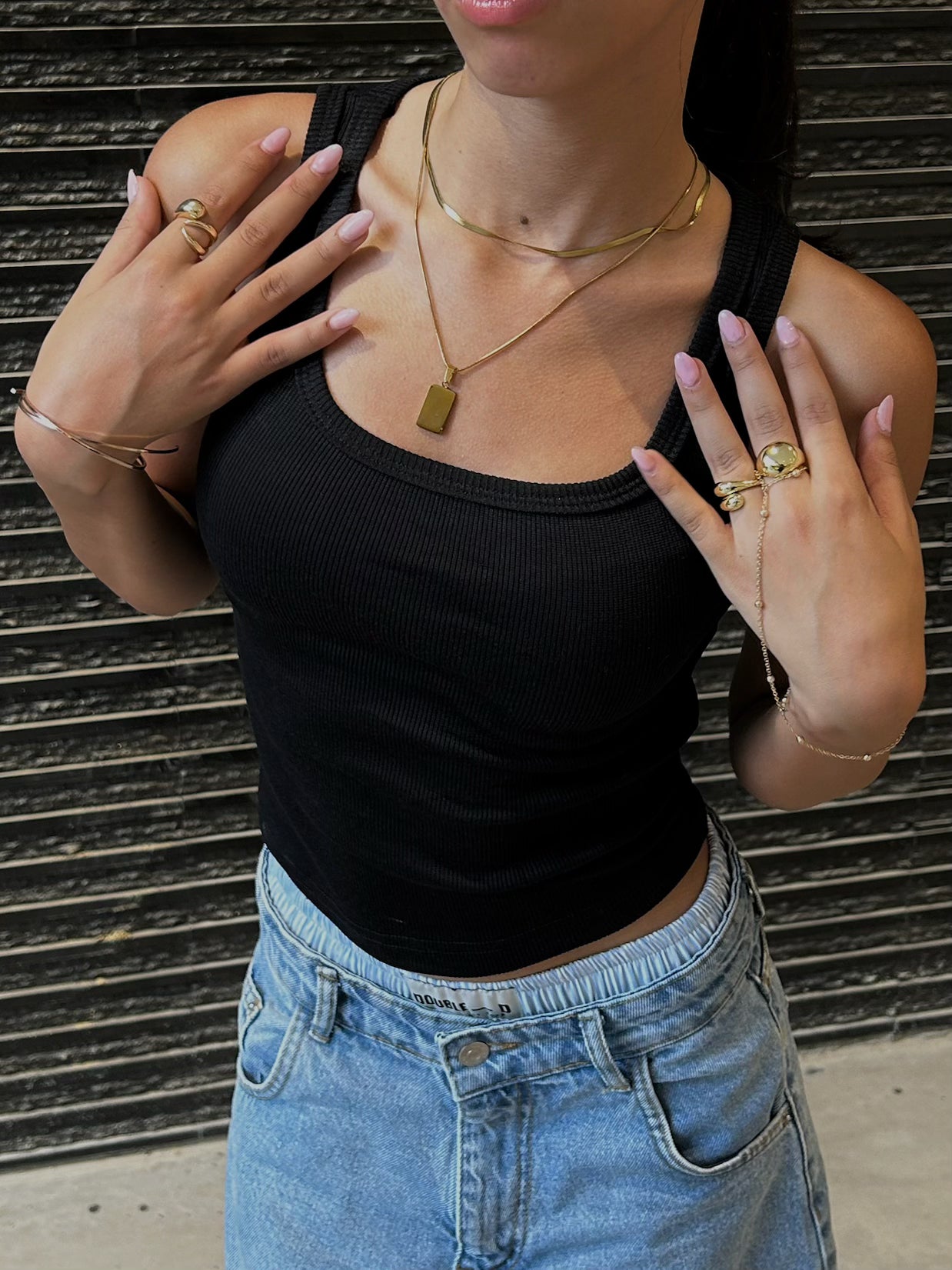 Ribbed Black Tank Top