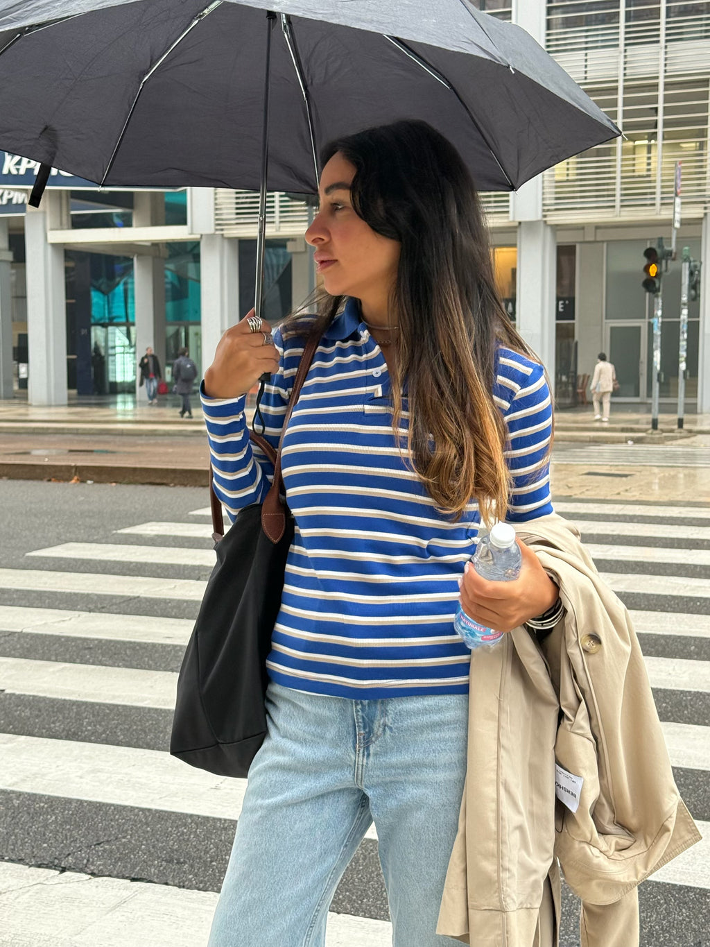 Striped Blue  Polo