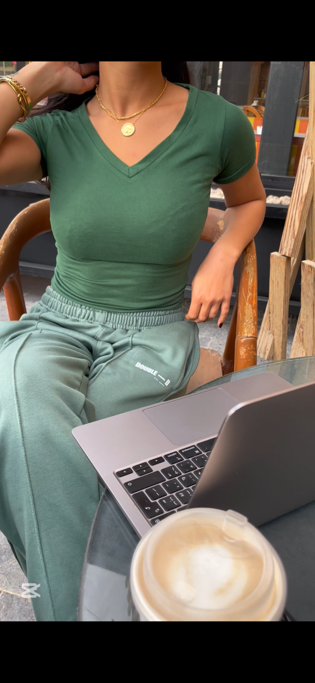 Green Straight Leg Sweatpants