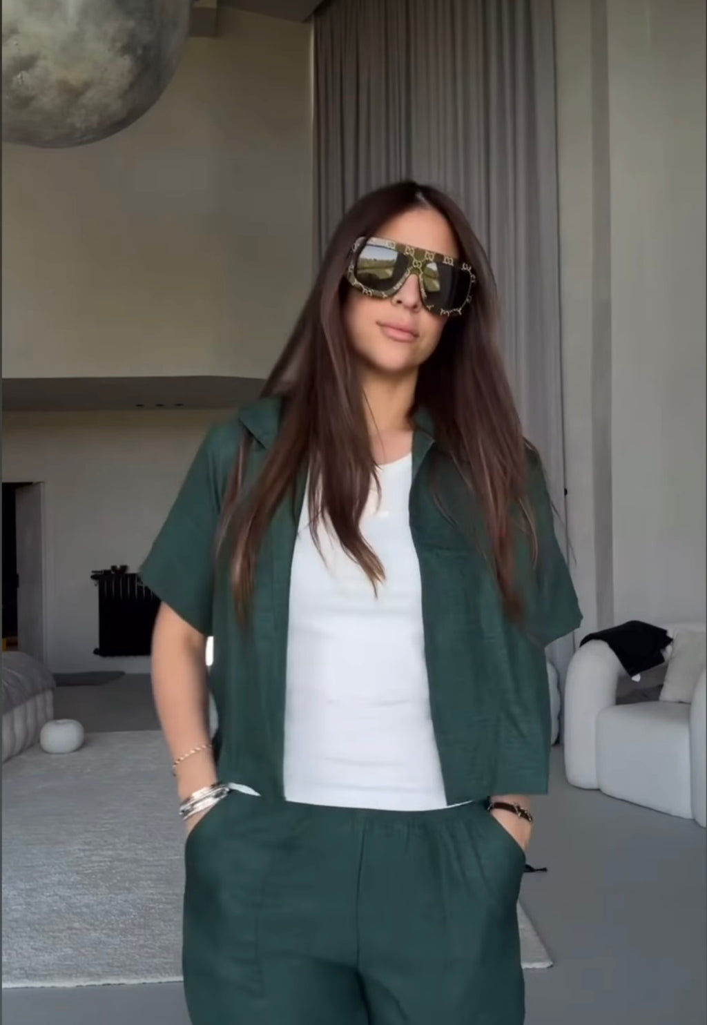 Green Linen  Pants