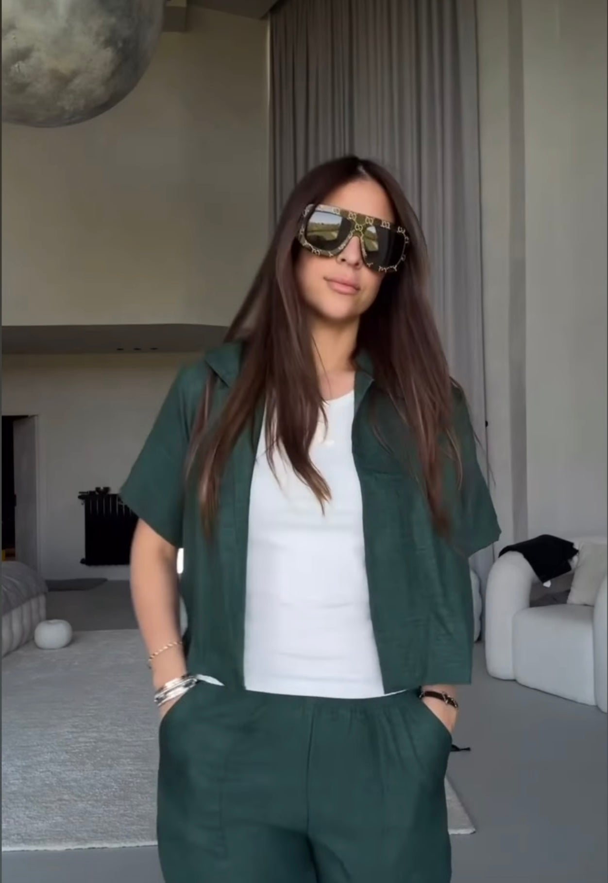 Green Linen  Pants