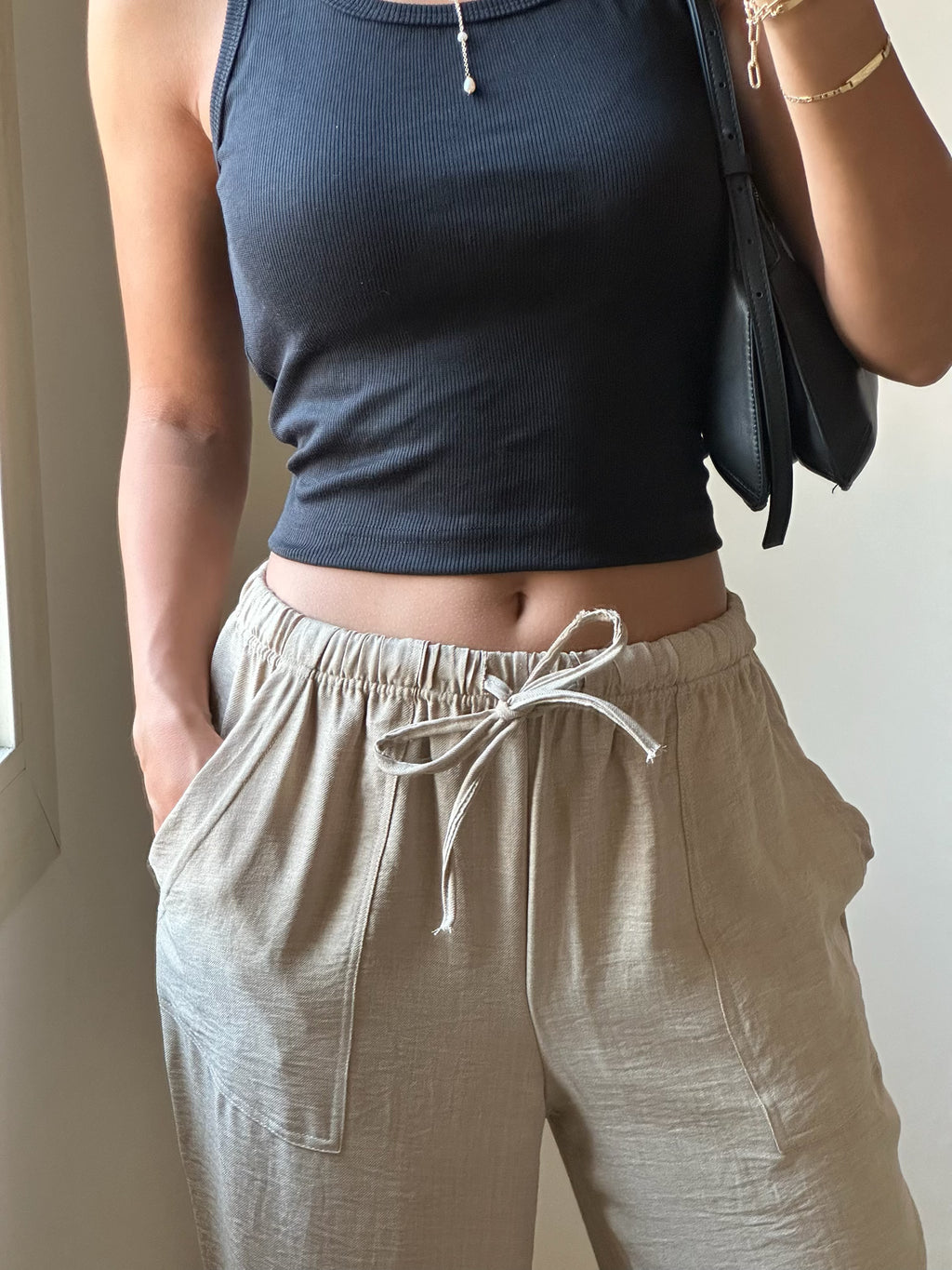 Beige linen pants