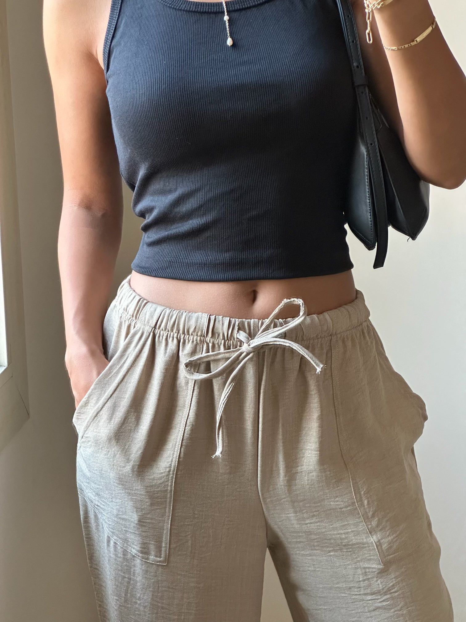 Beige linen pants