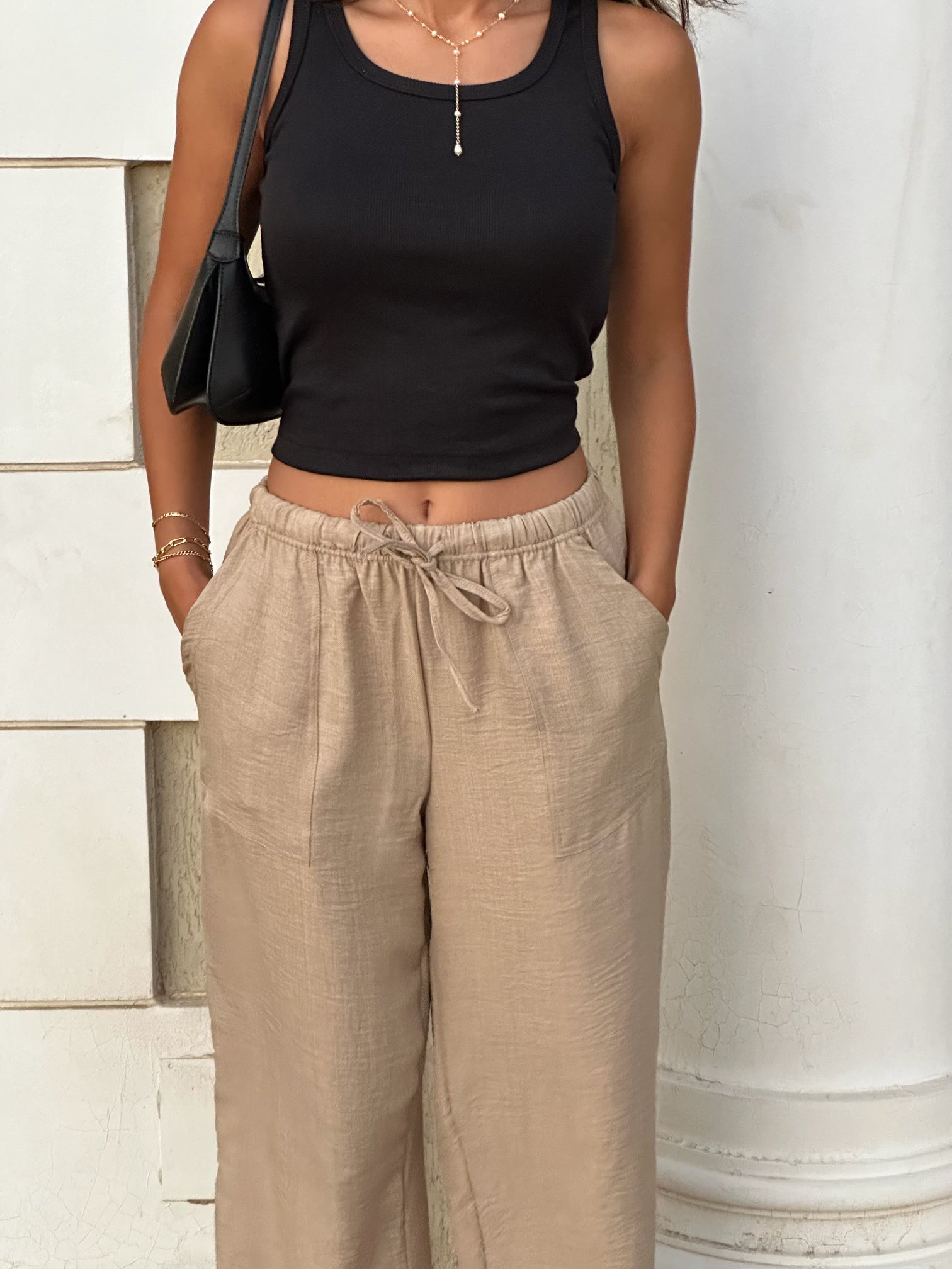 Beige linen pants