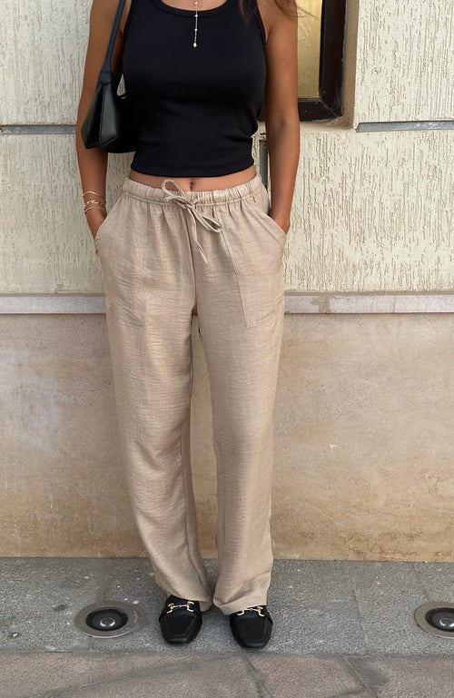 Beige linen pants