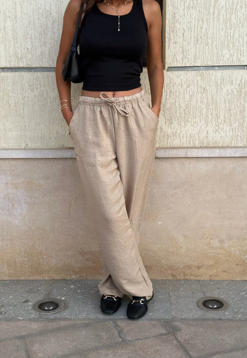 Beige linen pants