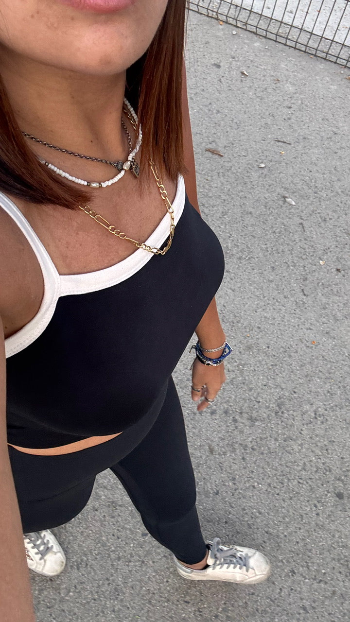 Black lined Tank Top