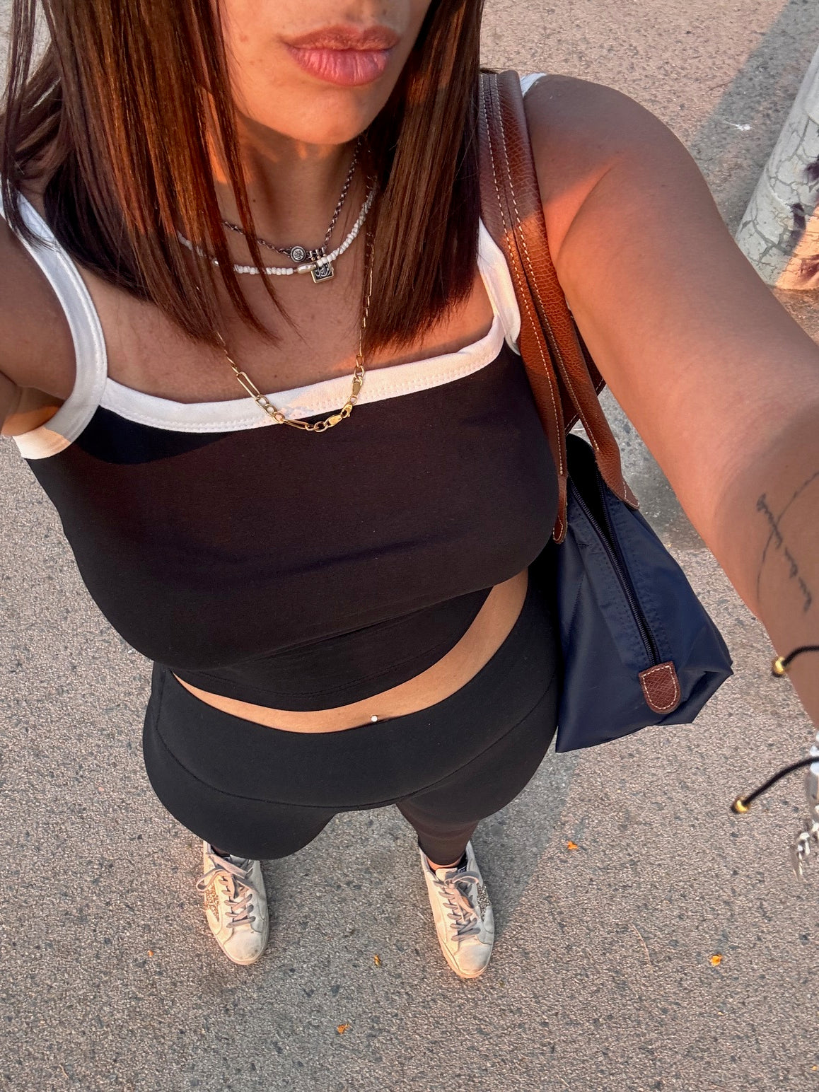 Black lined Tank Top