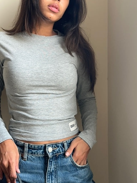 Light Grey  Long  Sleeve Top
