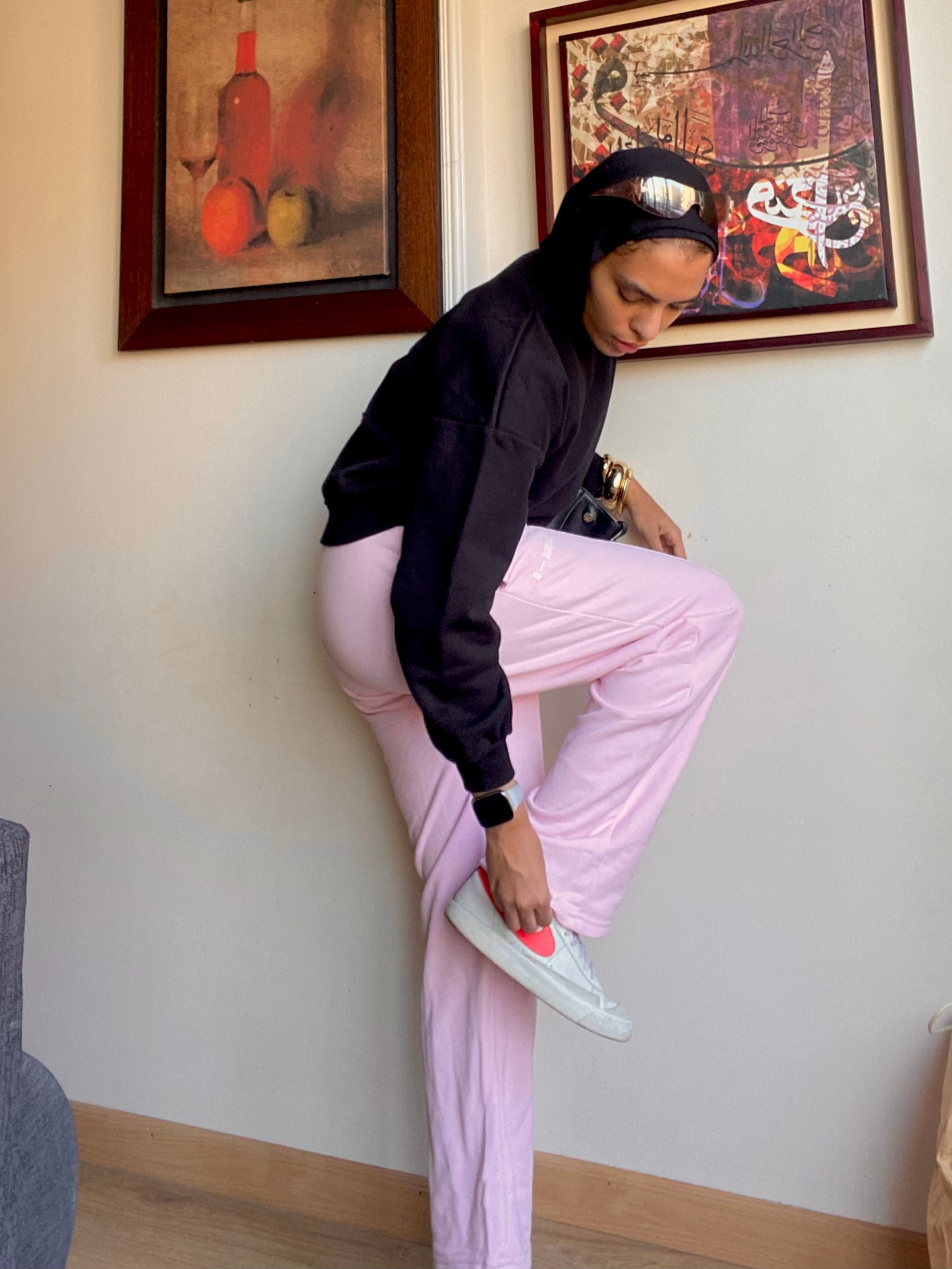 Pink  Straight Leg Sweatpants